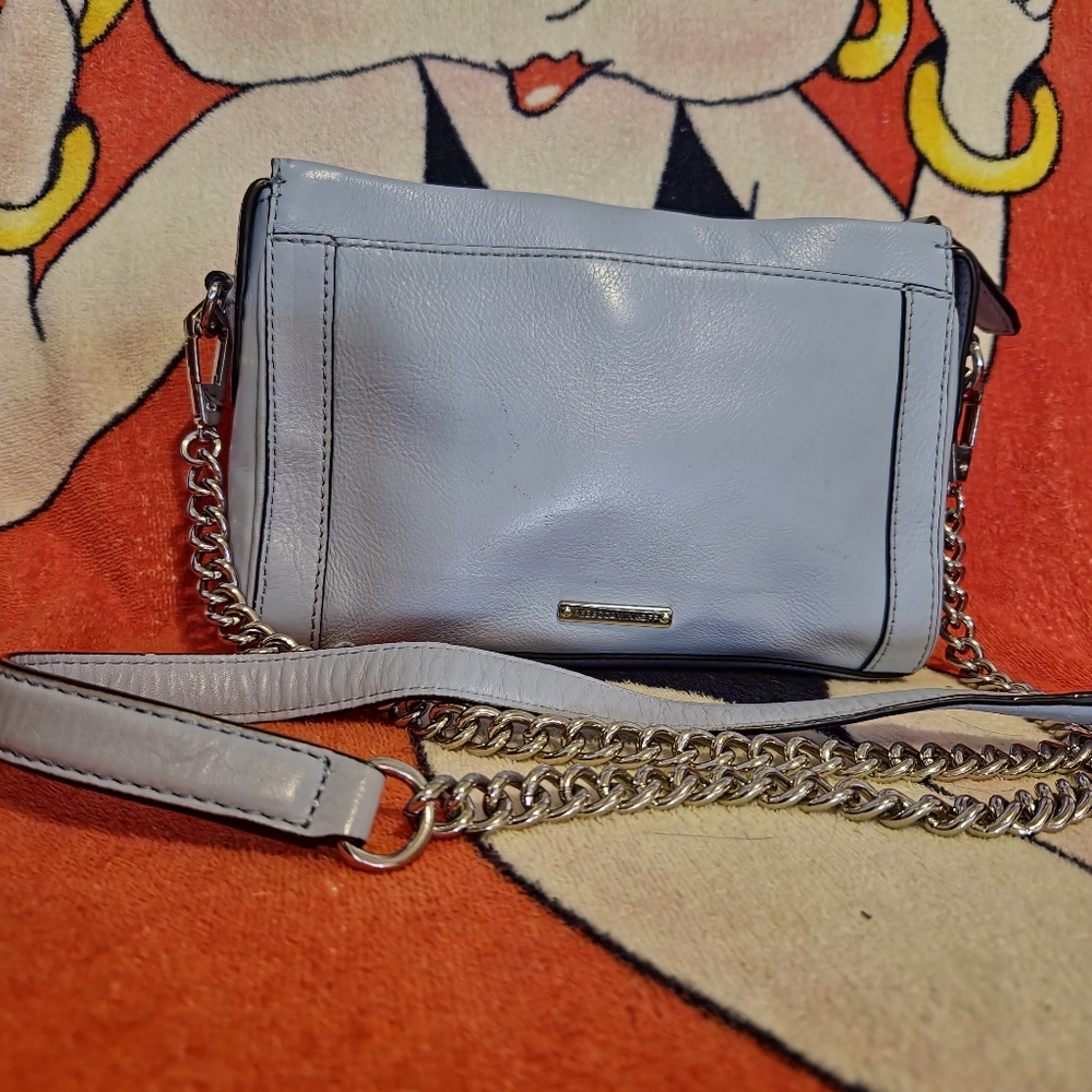 REBECCA MINKOFF Powder Blue Leather Crossbody Bag